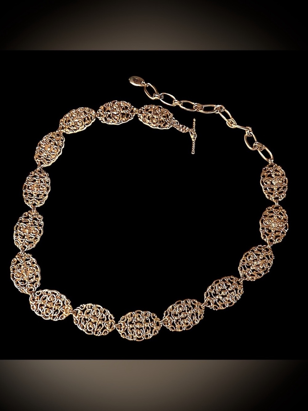 Liz Claiborne 1988 Vintage Gold Ornate Filigree Concho Metal Chain Belt 31-37β